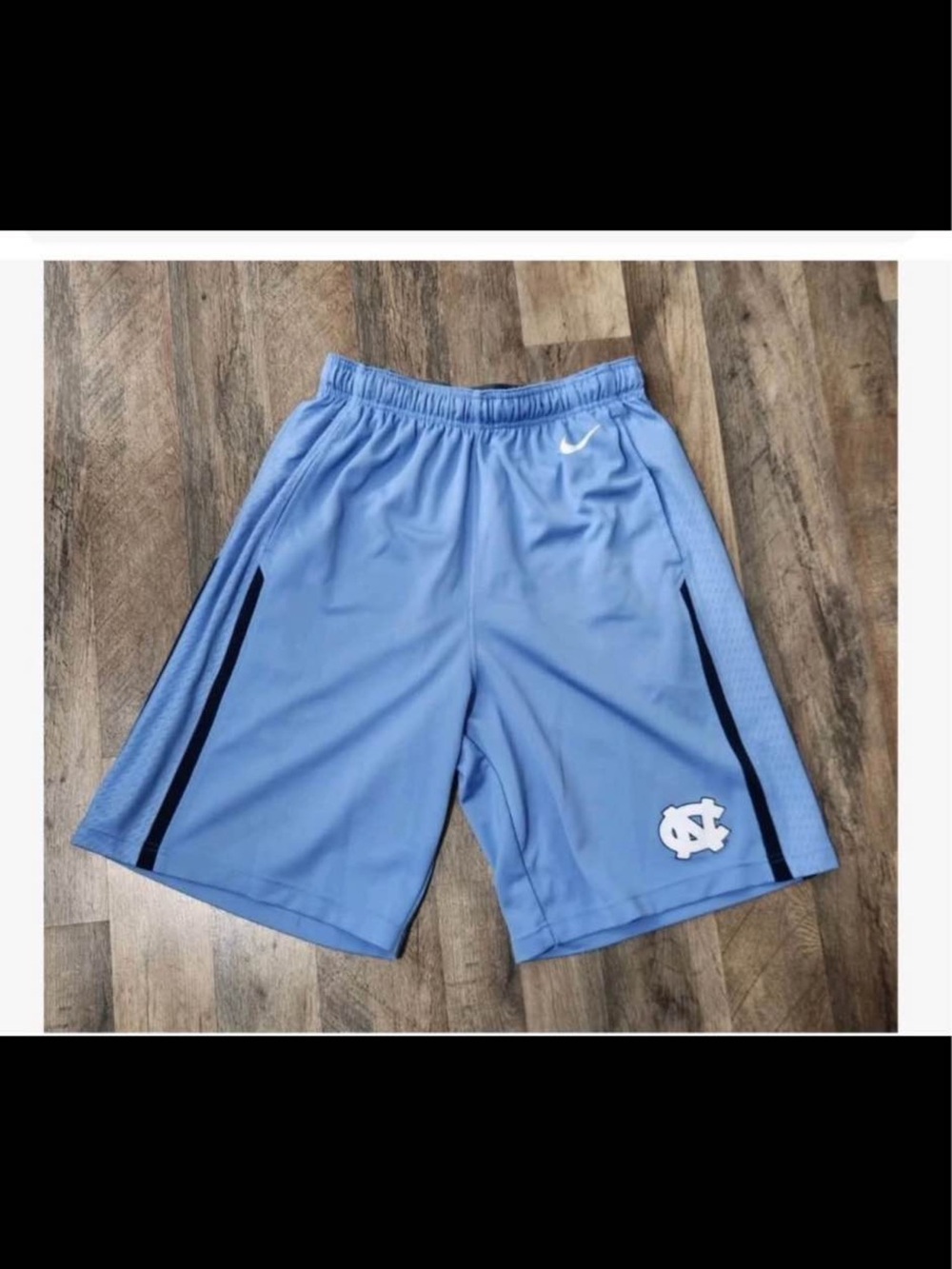 Nike Men's Light Blue Athletic Shorts with White UNC Logo